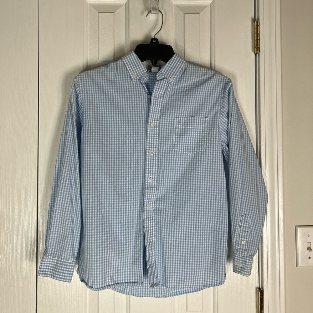 Kitestrings Boys Blue Gingham Button Down Shirt 14